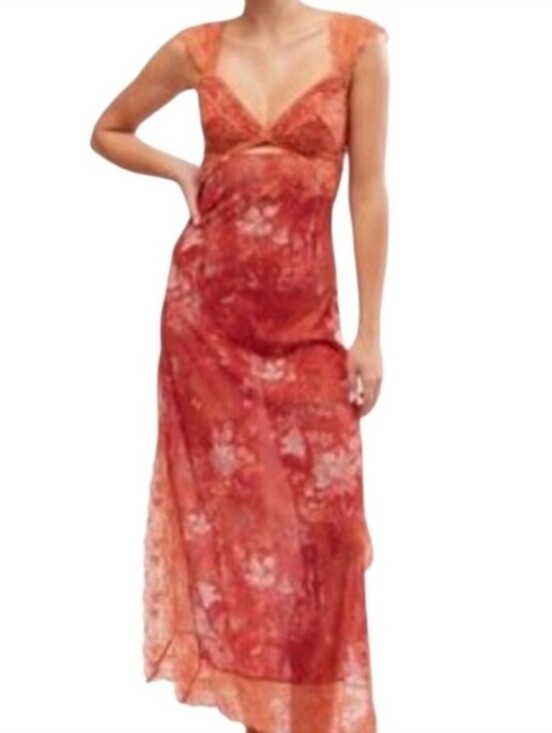 Free People Dresses & Skirts - Free People ($160) Suddenly Fine Maxi Slip Dress Floral Print With Lace Trim NWT